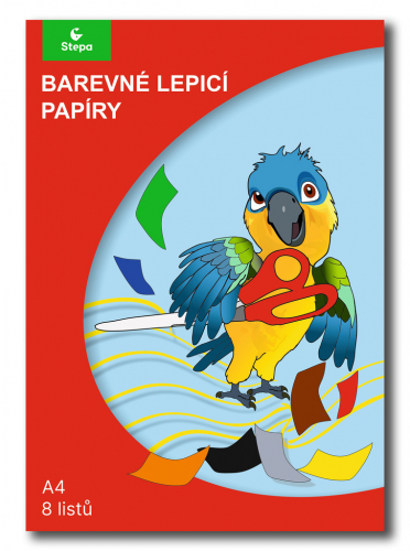 Barevné papíry lepicí A4 - 8 listů