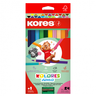 Pastelky Kores Kolores trojhranné / 24 barev / JUMBO