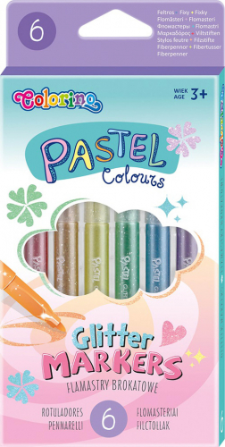 Popisovače Colorino s glitry pastelové - sada 6 ks