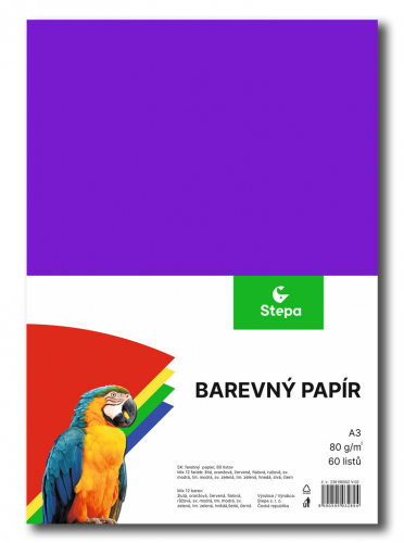 Barevný papír - A3 / 80 g / 60 listů / barevný mix