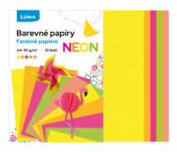 Barevné papíry A4 nelepicí 20 listů / neonový mix