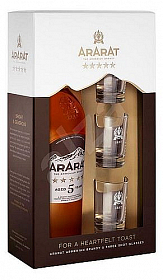 Brandy Ararat 5y + 3 skleničky  gB 40%0.70l