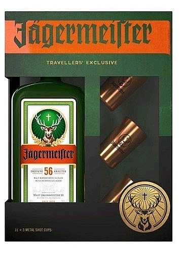 LITR Likér Jagermeister + 3kalíšky  gB 35%1.00l