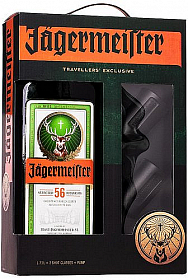 BIG Likér Jagermeister party box + 2xsklo a pumpička  35%1.75l