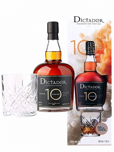 Rum Dictador 10y + 1sklo  gB 40%0.70l