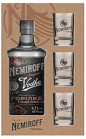 Vodka Nemiroff ORIGINAL čirá + 3 skla GB  40%0.70l