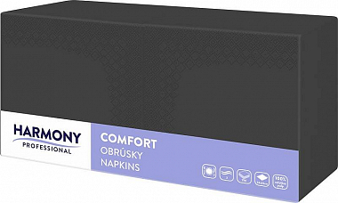 Harmony Professional Ubrousky 24x24cm černé 2-vrstvé 250ks 16ks v bal.